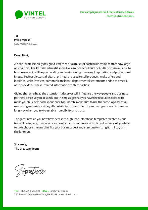 Vintel Communications – Letterhead Template 595x842 template