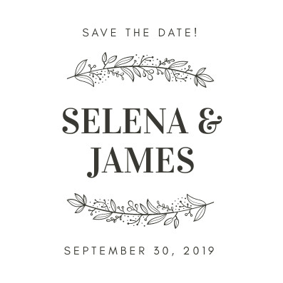Save the date Selena & James – Invitation Template 397x397 template
