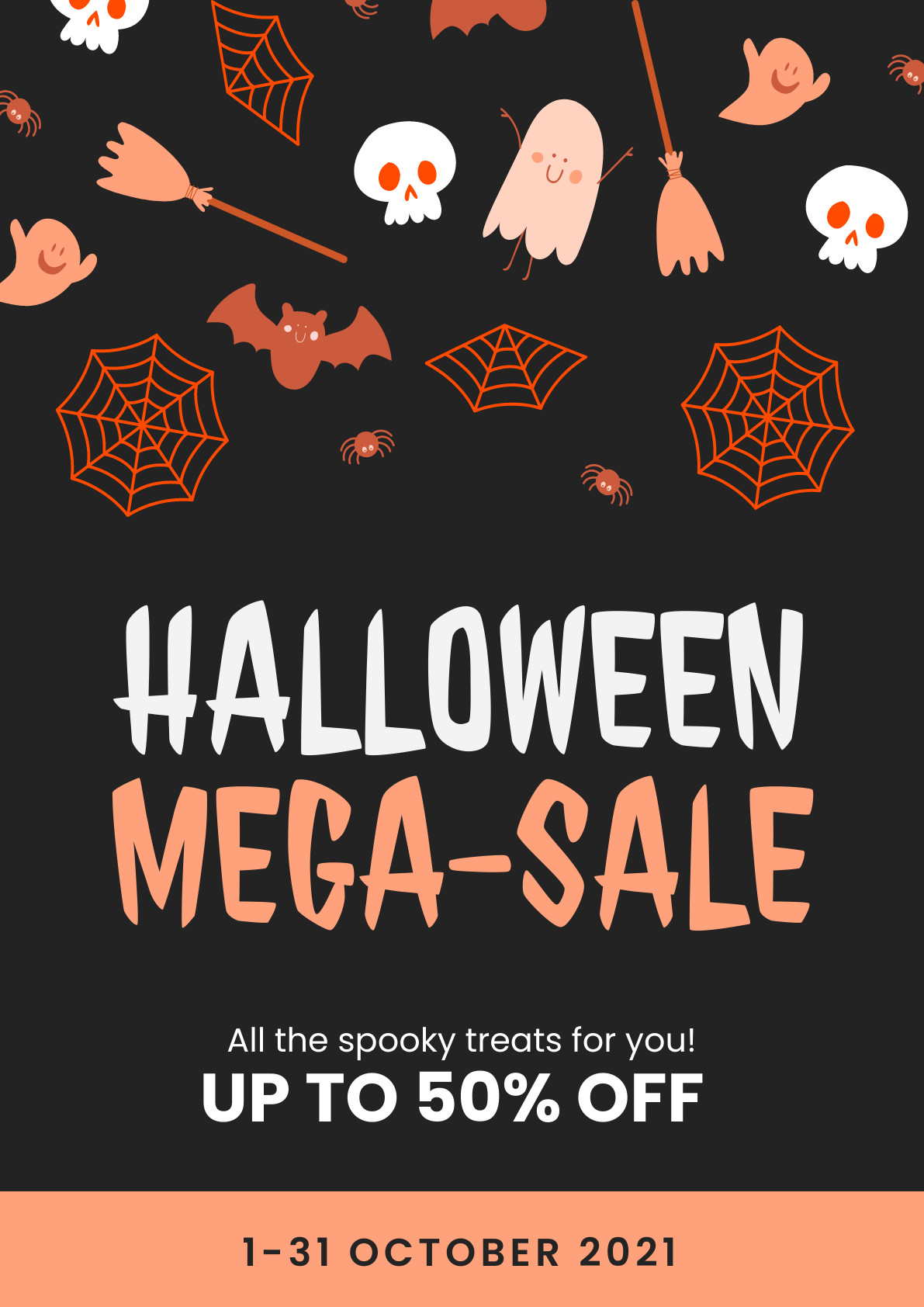 Halloween Mega Sale Spooky Treats Poster 1191x1684 template