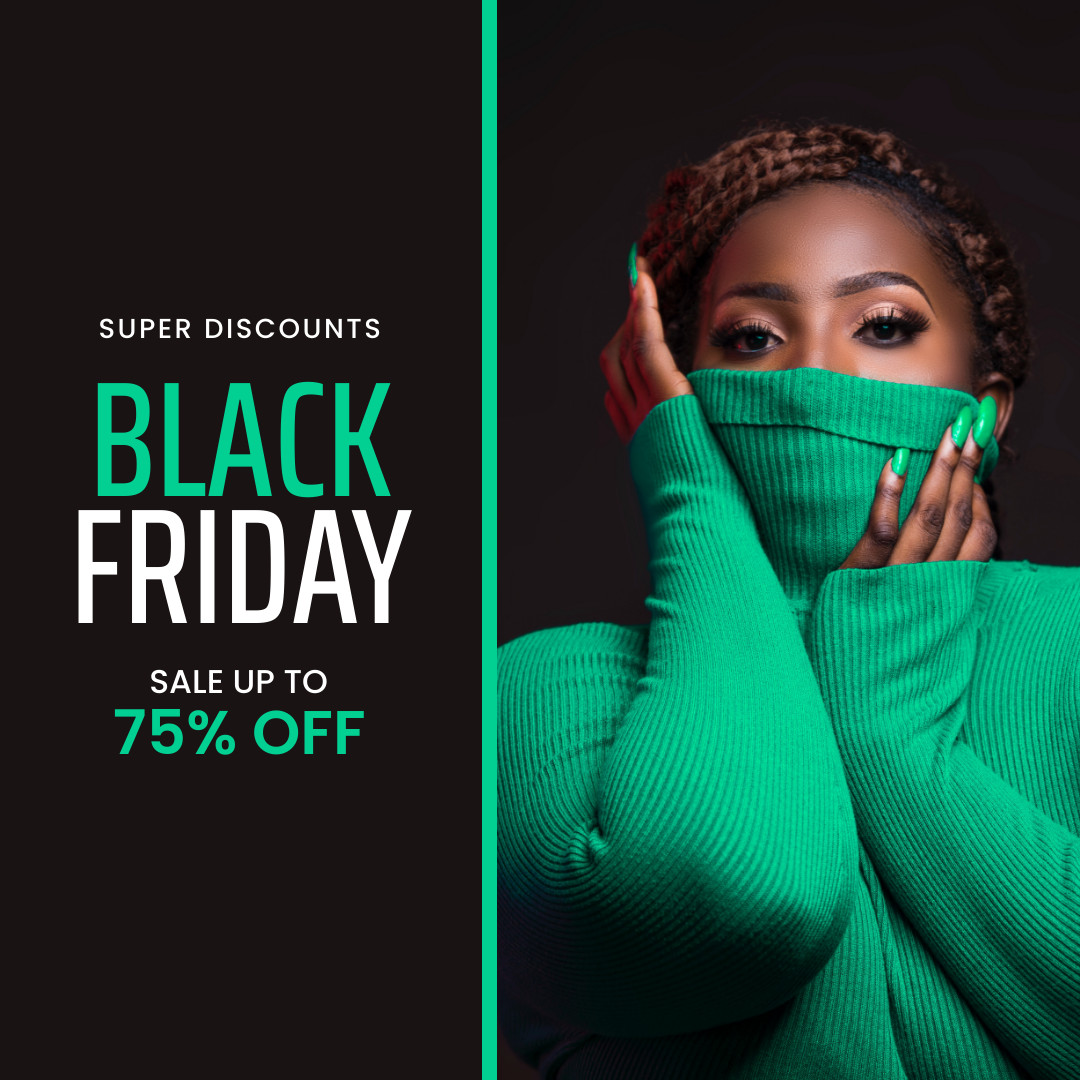 Green Black Friday Super Discounts 1080x1080 template