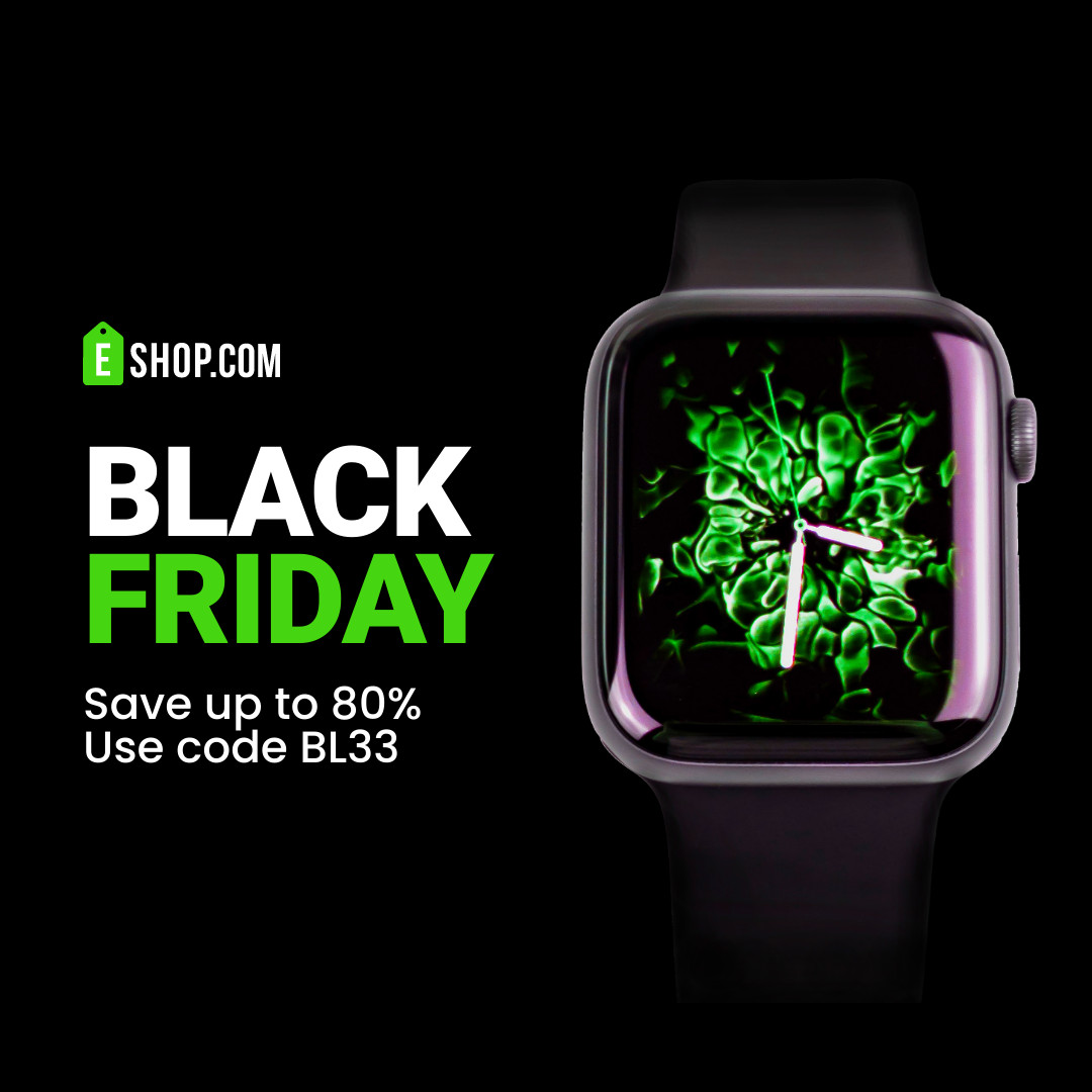 Black Friday Green Smartwatch  1080x1080 template