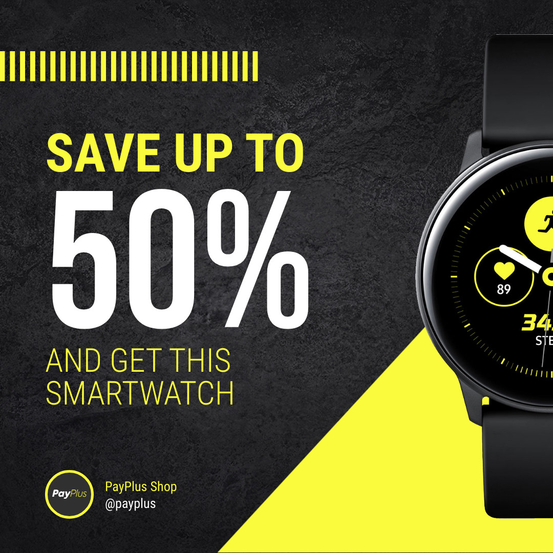 Black Yellow Smartwatch Shop Carousel 1080x1080 template