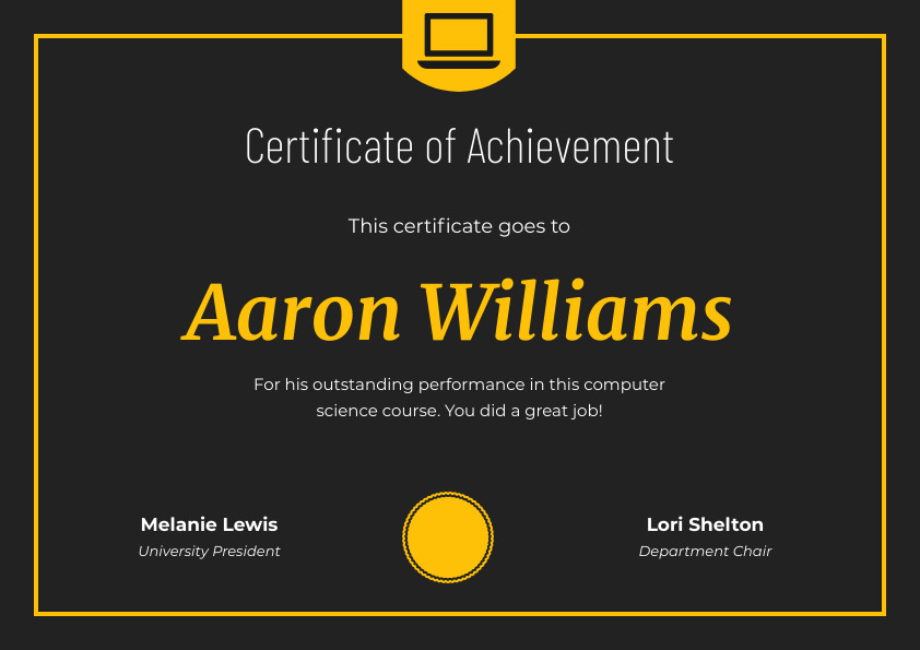 Aaron Williams Computer Science – Certificate Template 842x595 template