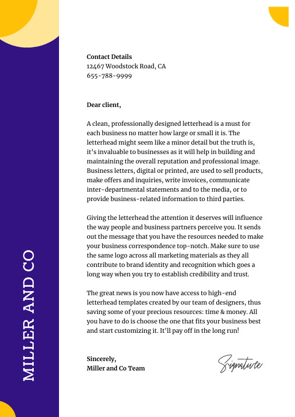 Miller and Co Modern Geometrical Letterhead 595x842 template