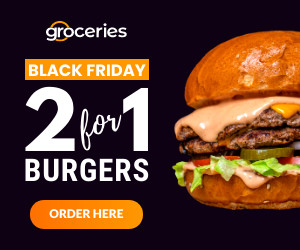 Black Friday 2 for 1 Burgers 300x250 template