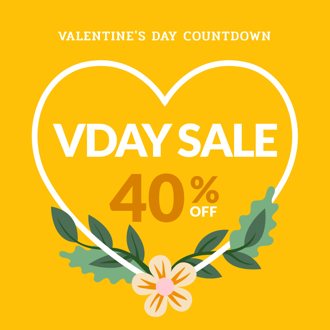 Yellow Valentine's Day Countdown 1080x1080 template