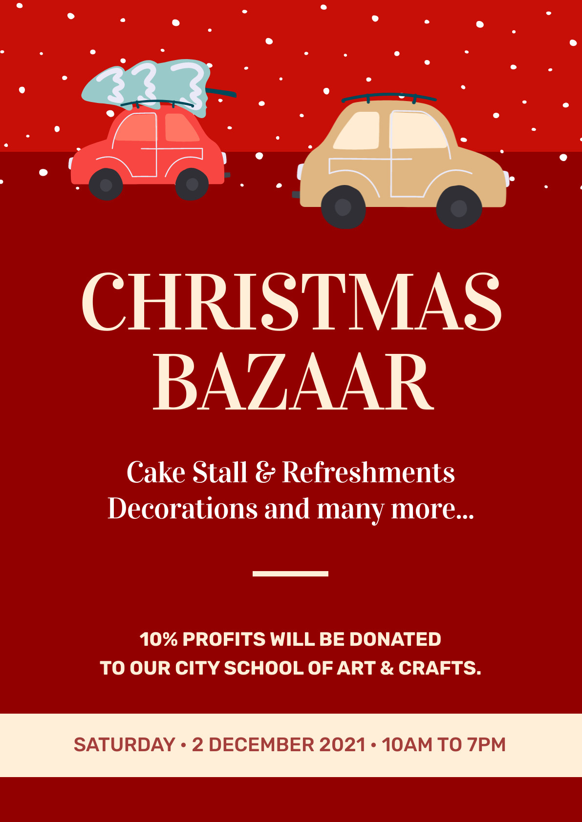 Christmas Bazaar Cute Cars Poster 1191x1684 template