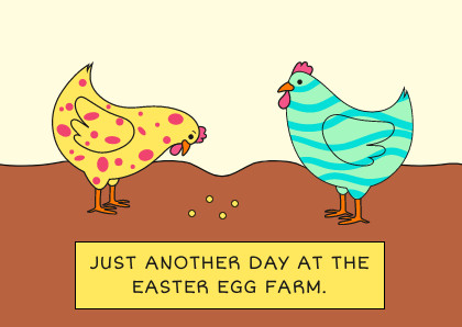 Easter Egg Farm Funny Chicken Card 420x298 template