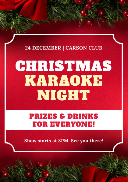 Red Christmas Karaoke Night Flyer  420x595 template