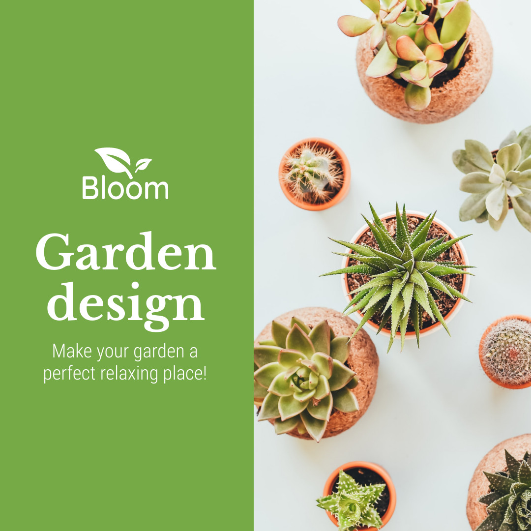 Perfect and Relaxing Garden Design 1080x1080 template