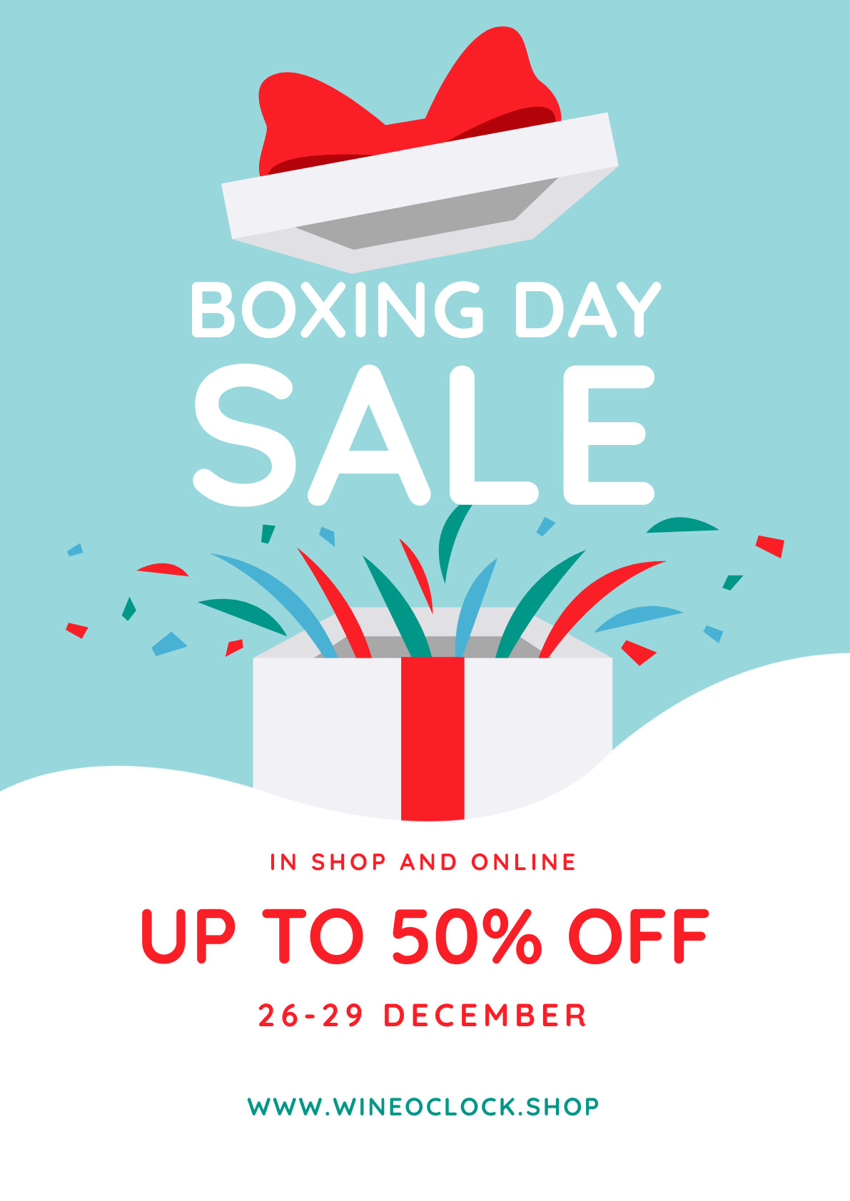Open White Box Boxing Day Sale Poster 1191x1684 template