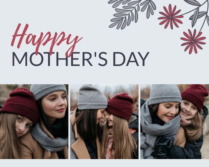 Happy Mother's Day Burgundy – Photo Collage Template 709x567 template