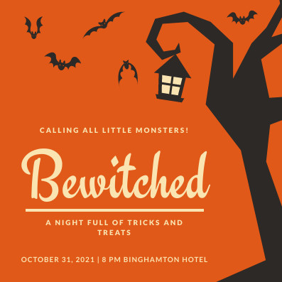 Halloween Bewitched Night Invitation 397x397 template