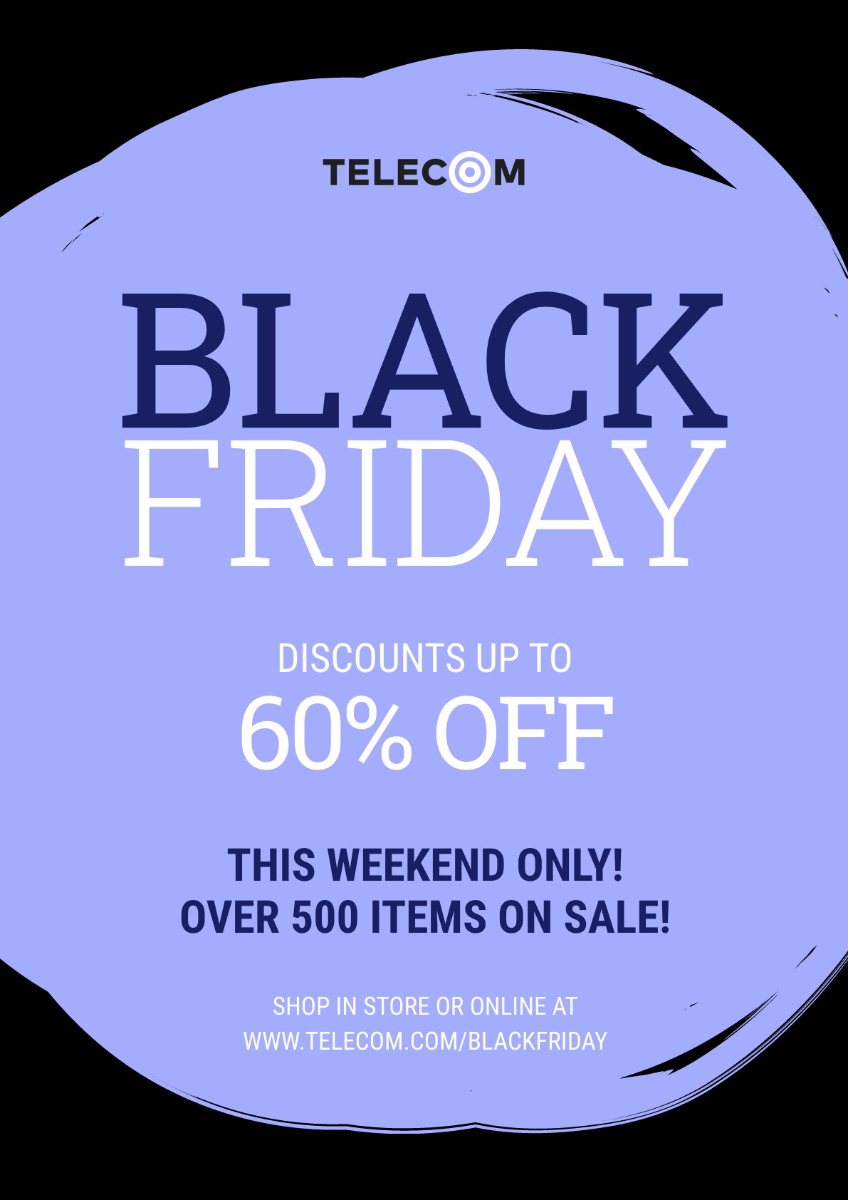 Black Friday Purple Rounded Brush Poster 1191x1684 template