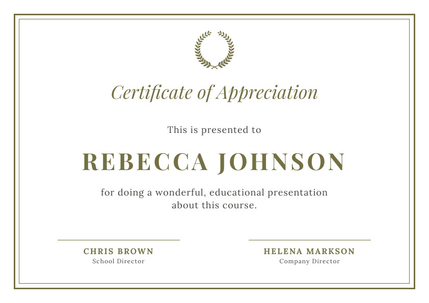 Rebecca Johnson Educational – Certificate Template 842x595 template