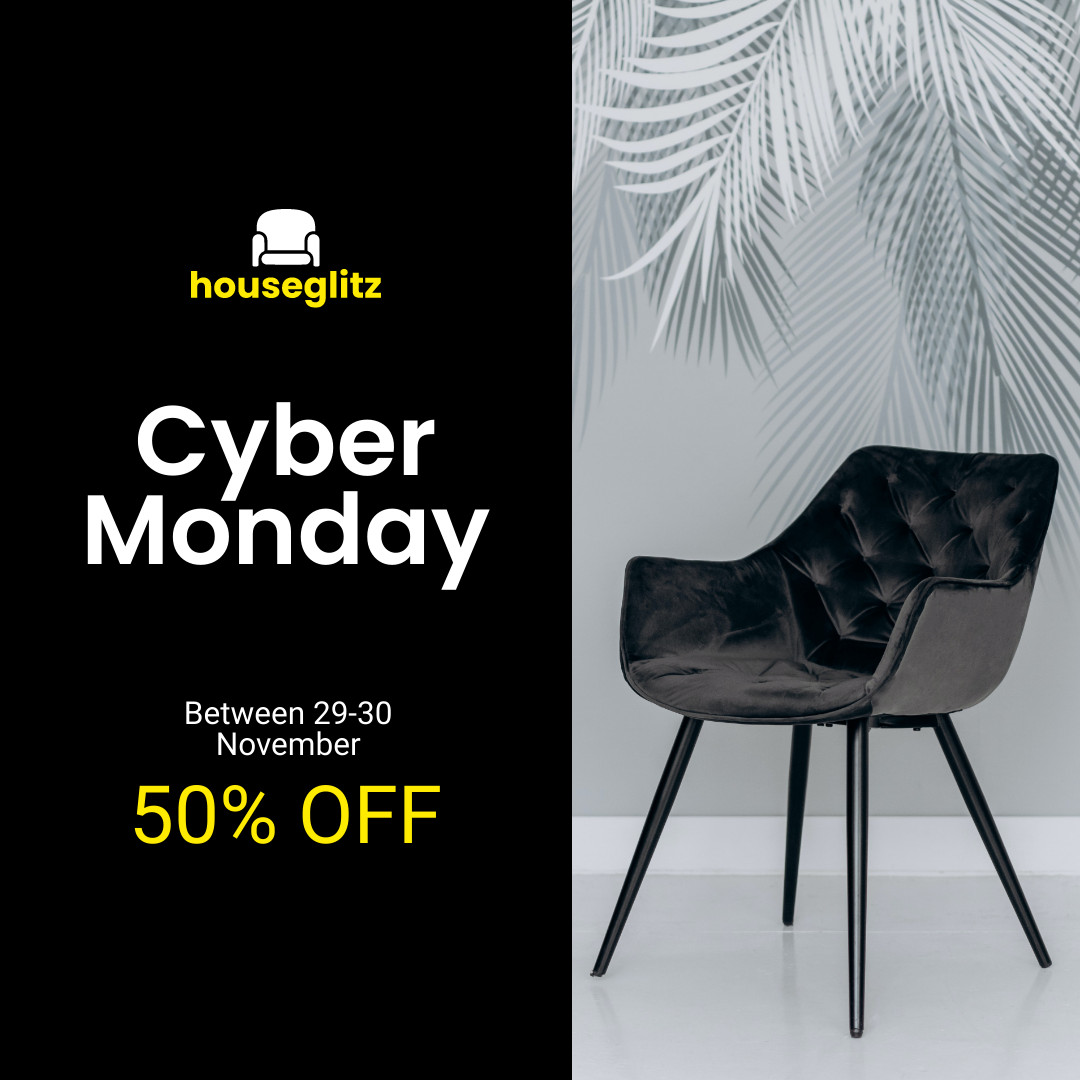 Cyber Monday Black Chair Discounts 1080x1080 template