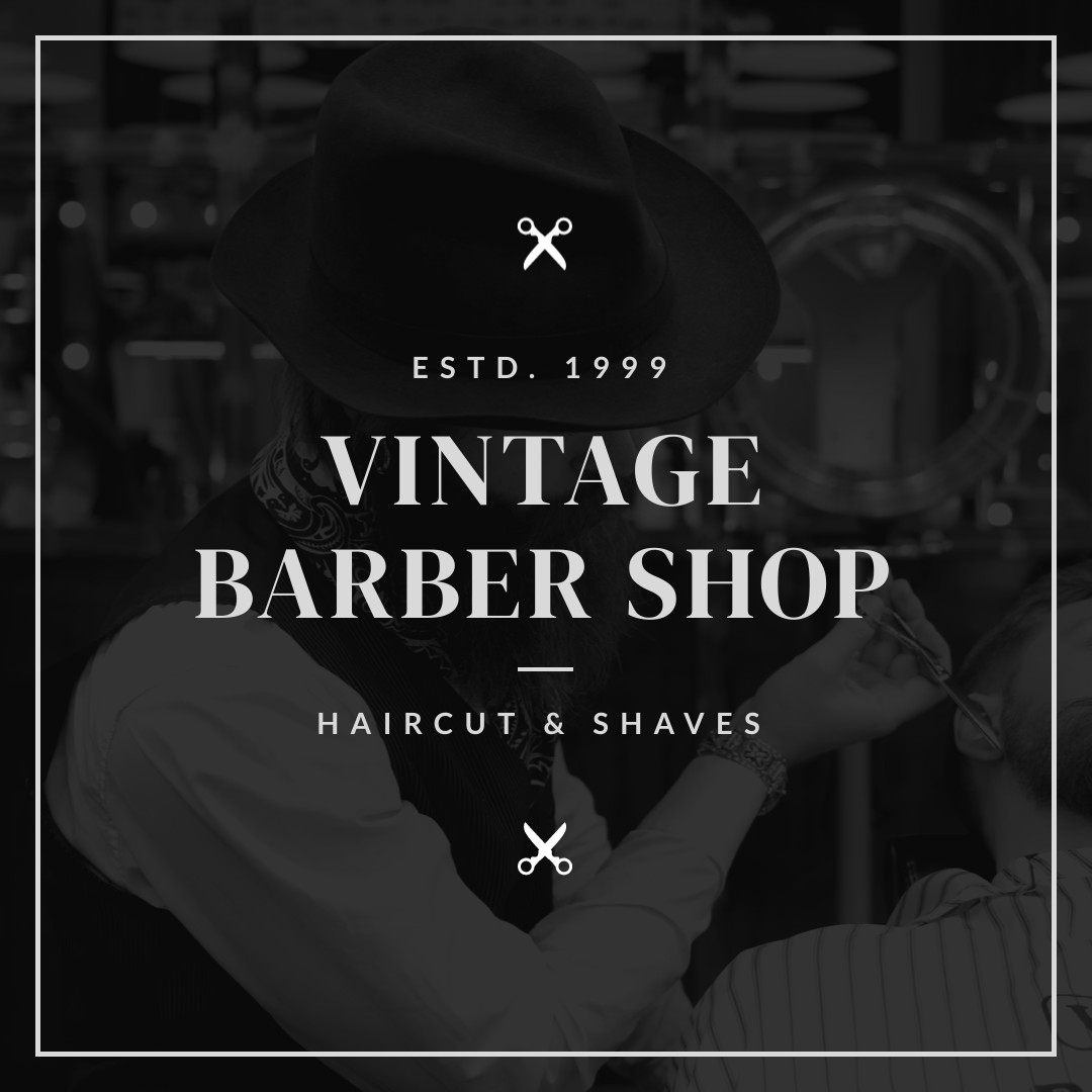 Vintage Barber Shop Haircut and Shaves Video 1080x1080 template
