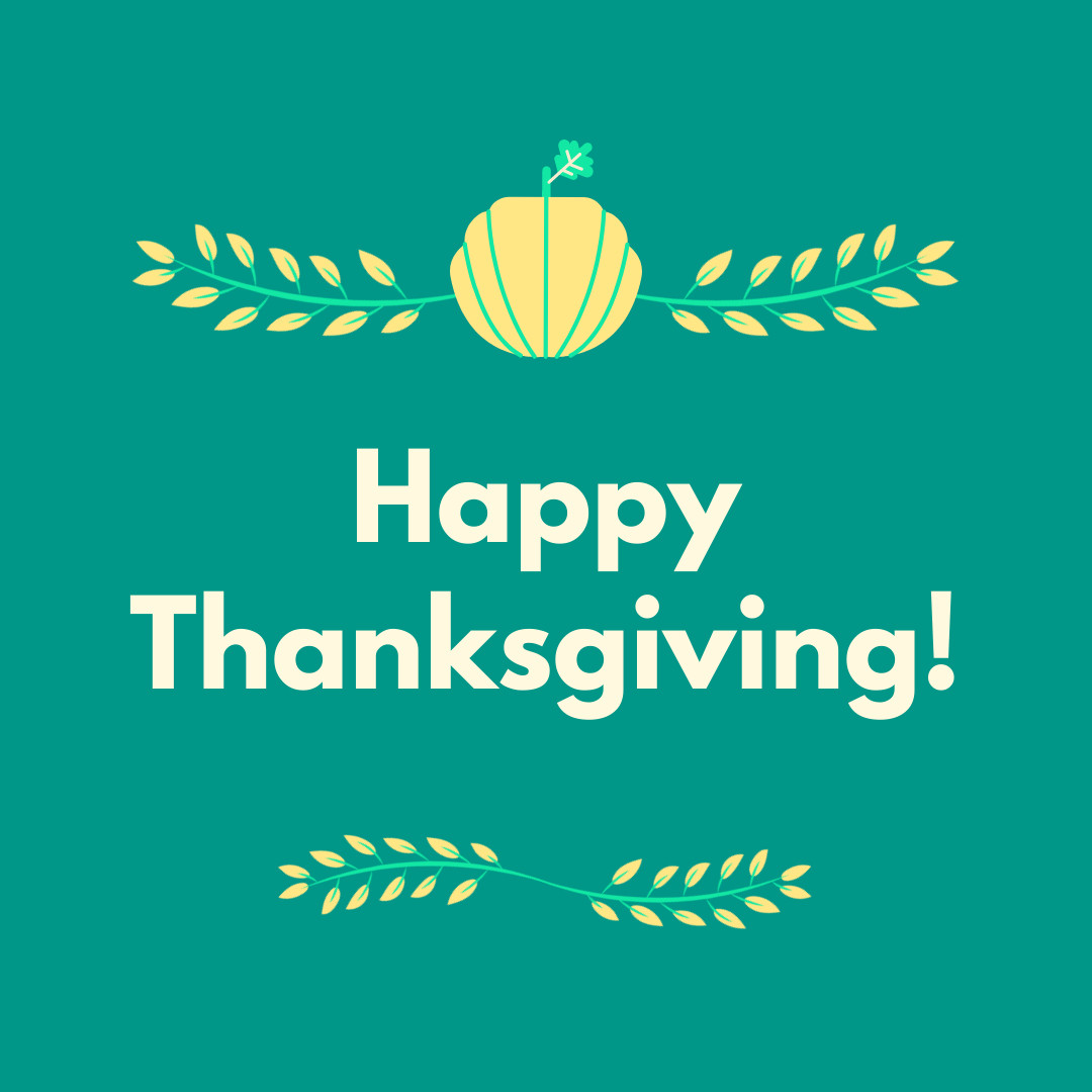 Green Pumpkin Thanksgiving Wishes 1080x1080 template