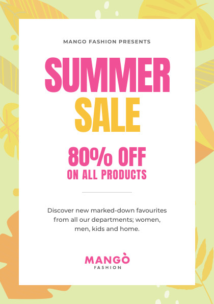 Summer Sale Leaf – Flyer Template 420x595 template