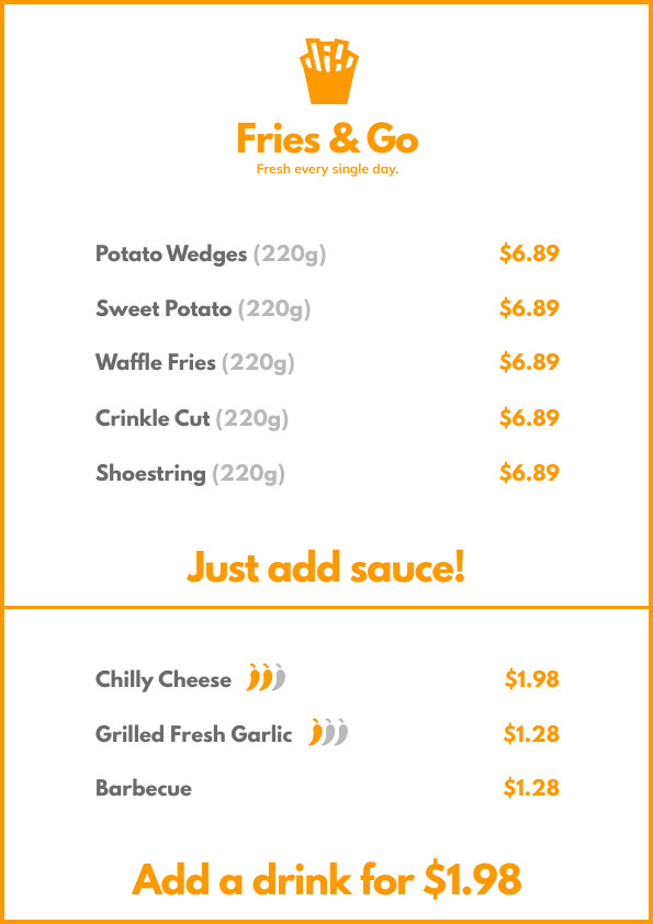 Fries and Go – Menu Template 595x842 template