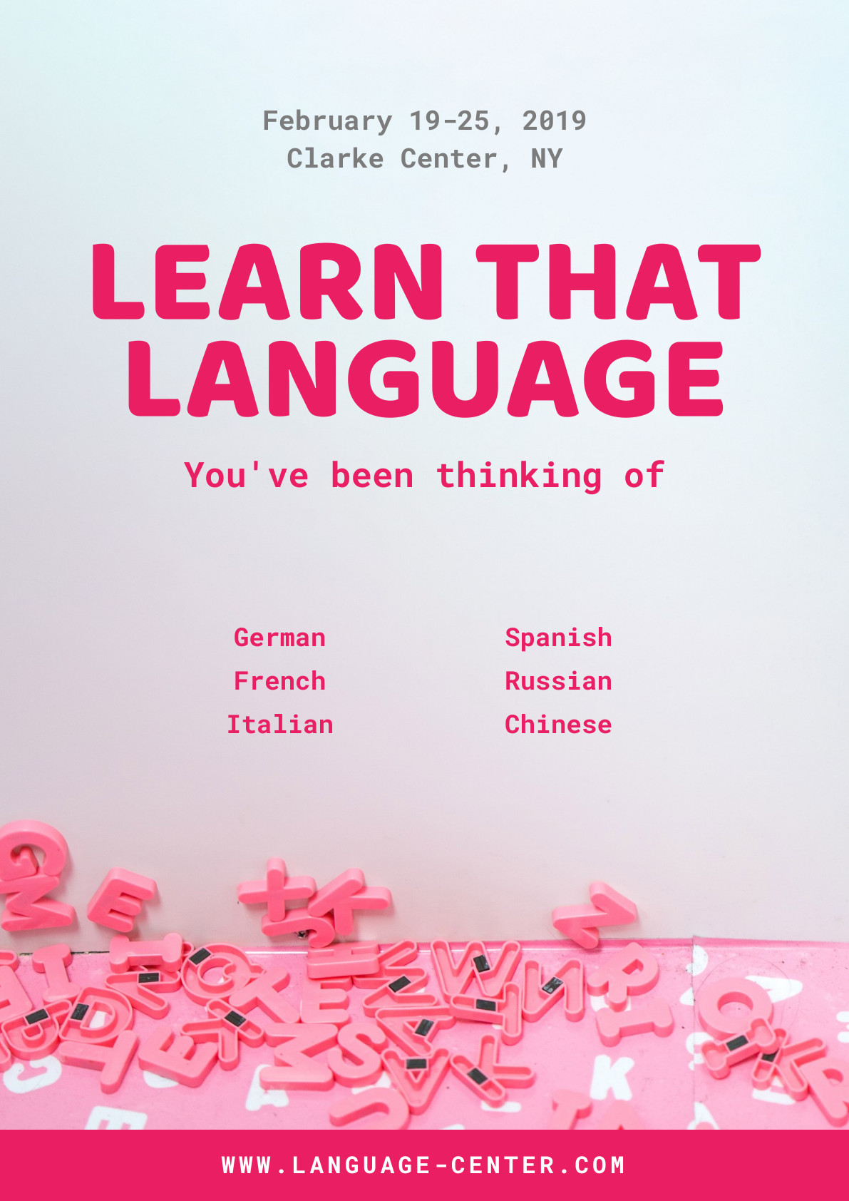 Learn That Pink Language – Poster Template 1191x1684 template preview