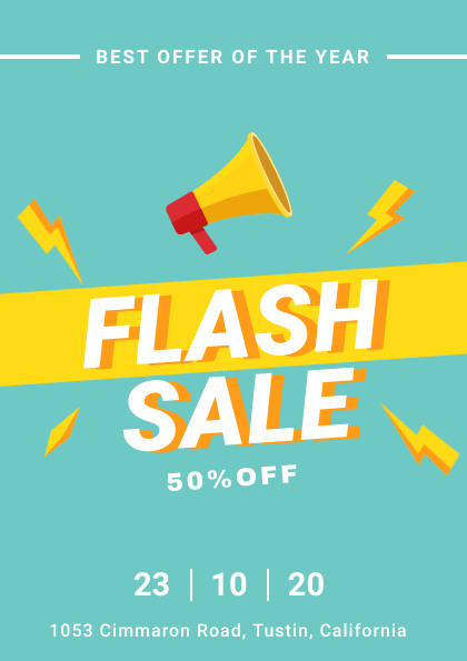 Yellow Teal Flash Sale – Flyer Template 420x595 template
