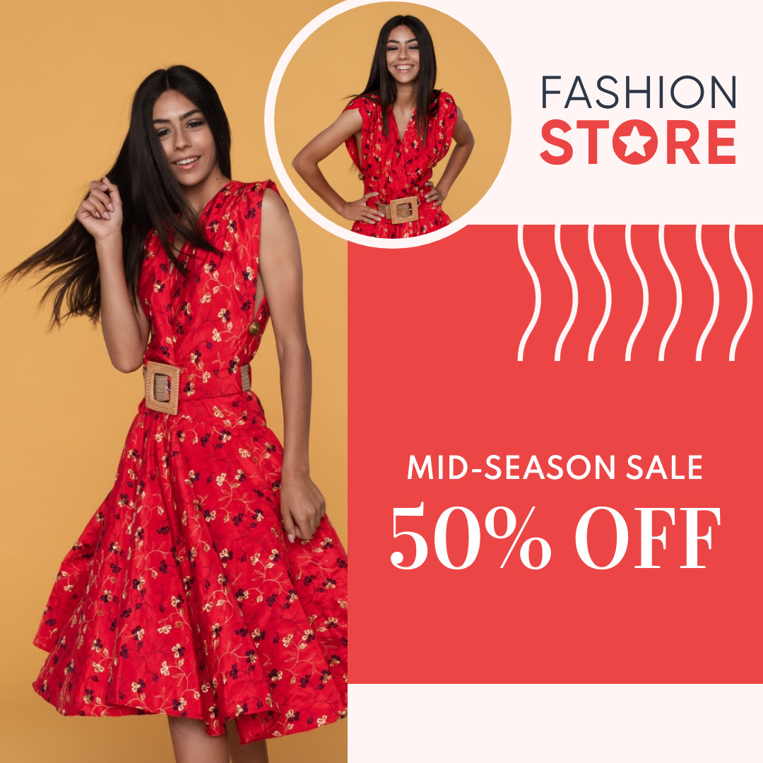 Fashion Store Mid-Season Sale 1080x1080 template