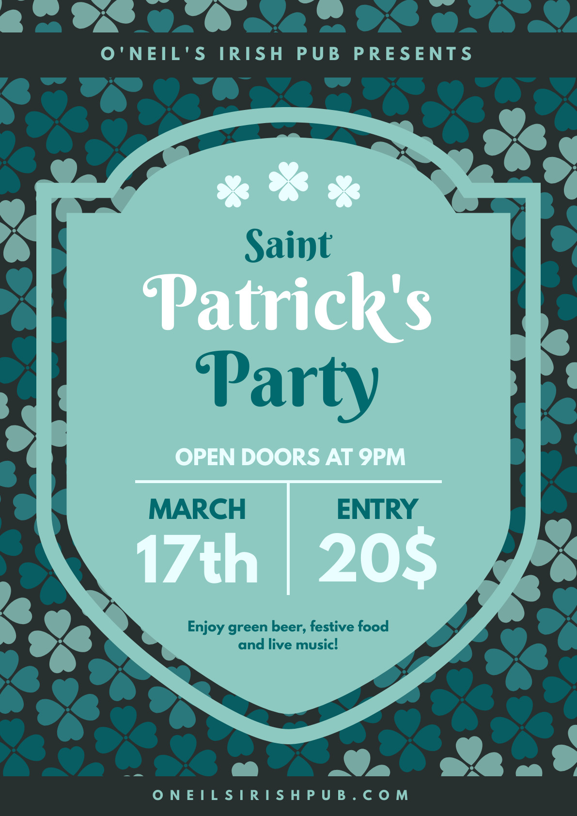 Saint Patrick's Shield Party – Poster Template 1191x1684 template