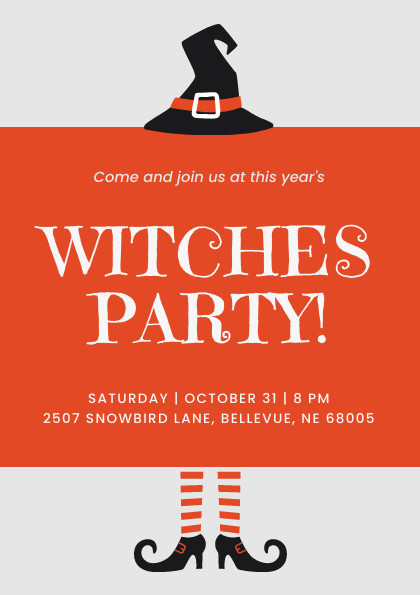 Halloween Witches Red Party Flyer 420x595 template