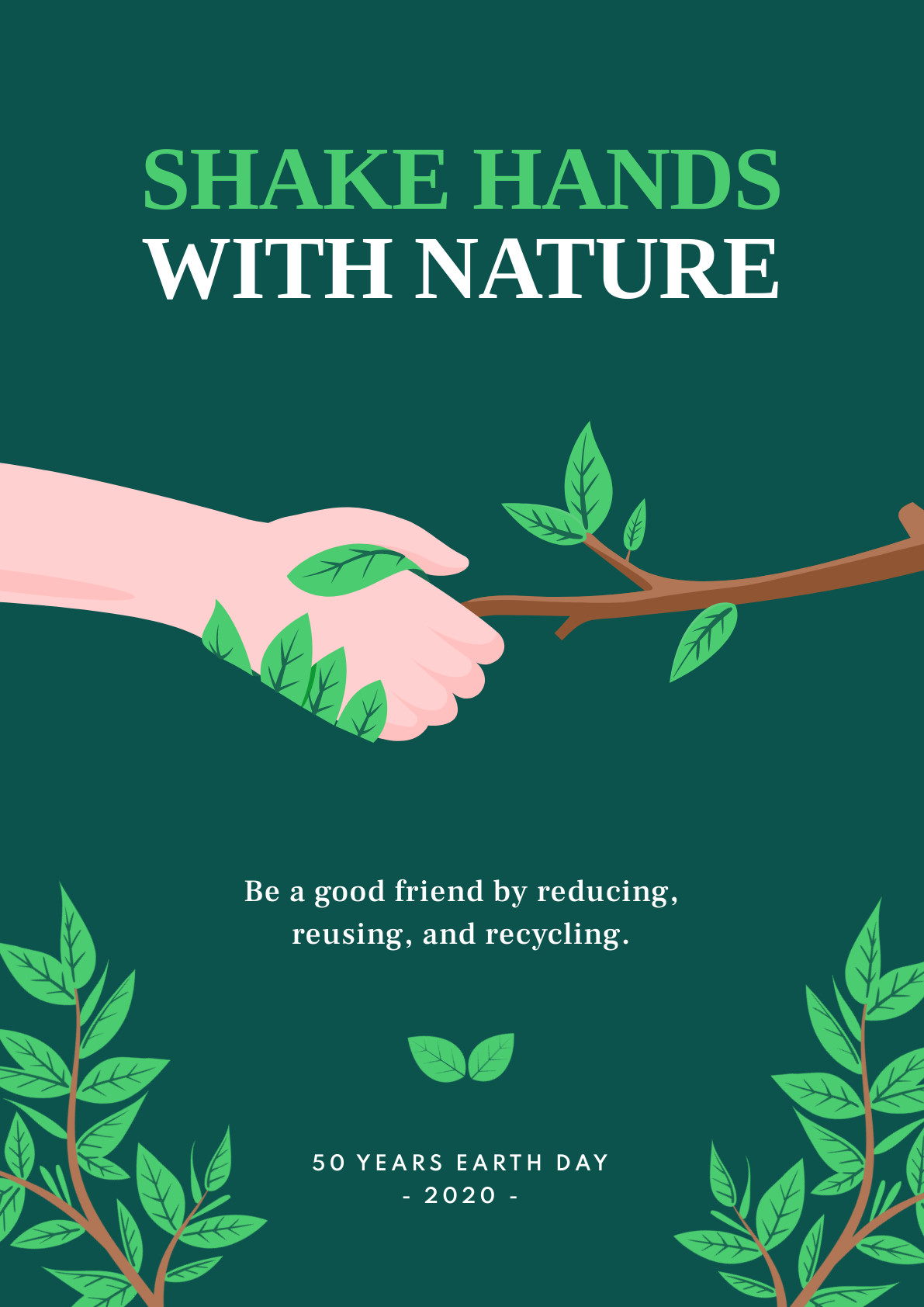 Shake Hands with Nature Earth Day – Poster Template 1191x1684 template