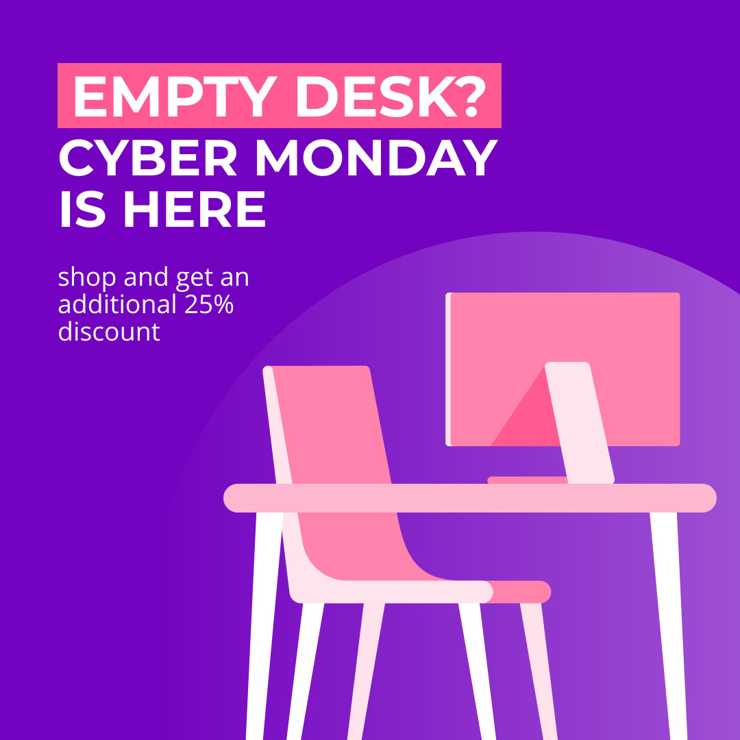 Cyber Monday Empty Desk Discount 1080x1080 template