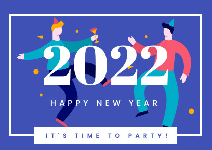 2022 Happy New Year Party Illustration Card 420x298 template