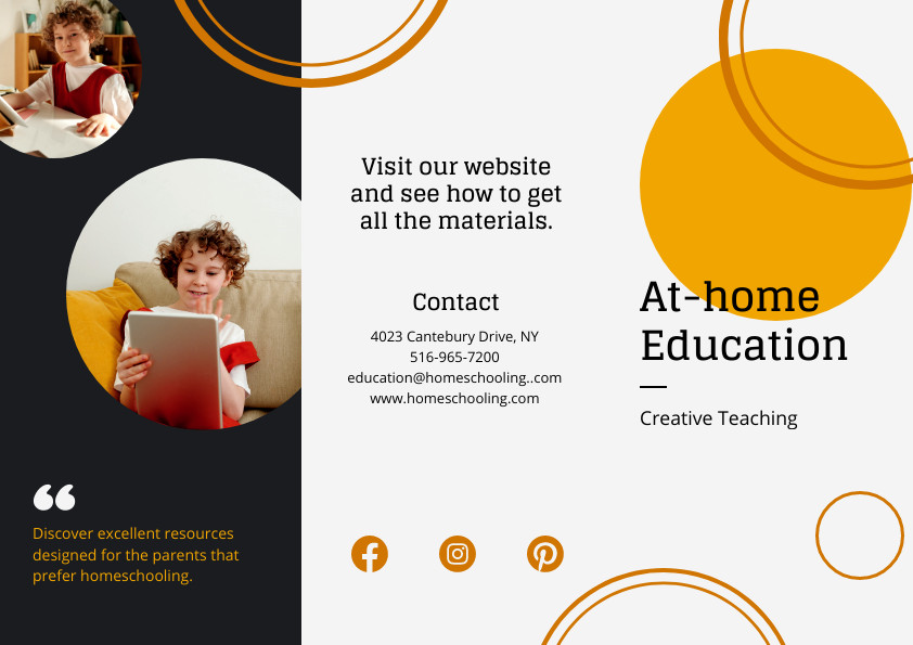 At-Home Education Creative Teaching Brochure 842x595 template