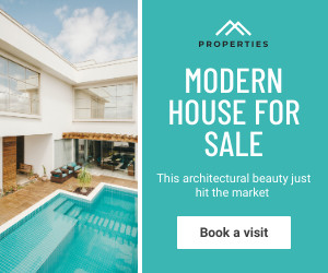 Modern House with Pool for Sale 300x250 template