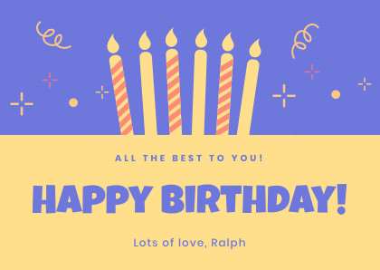 Ralph Purple Birthday – Card Template 420x298 template preview