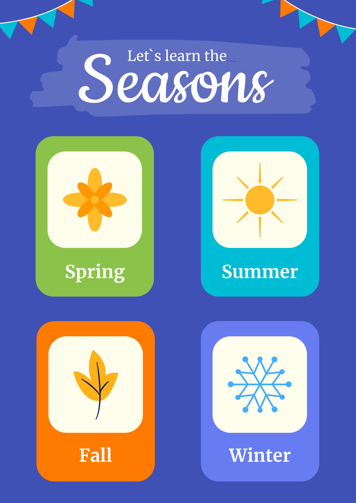 Learn the Seasons School Poster 1191x1684 template