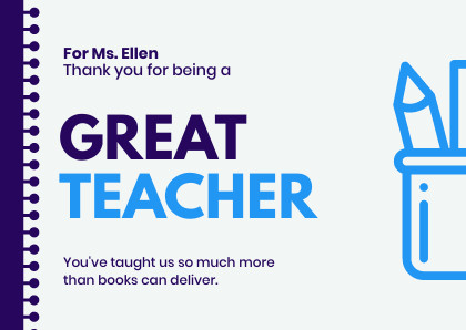 Thank You Teacher Ellen – Card Template 420x298 template
