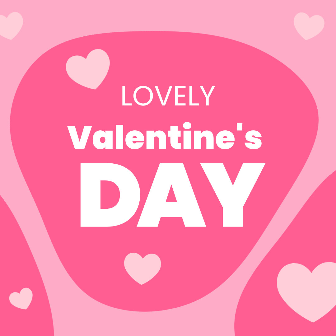 Lovely Valentine's Day Pink Bubble 1080x1080 template preview