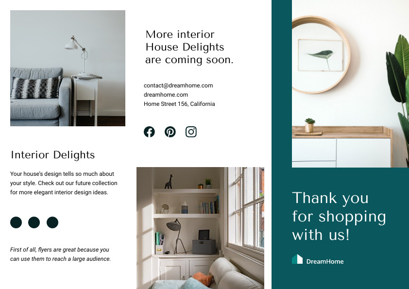 Clean Elegant Dream Home Interior Design Brochure 842x595 template