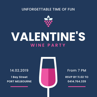 Valentine's Day Wine Party Invitation 397x397 template