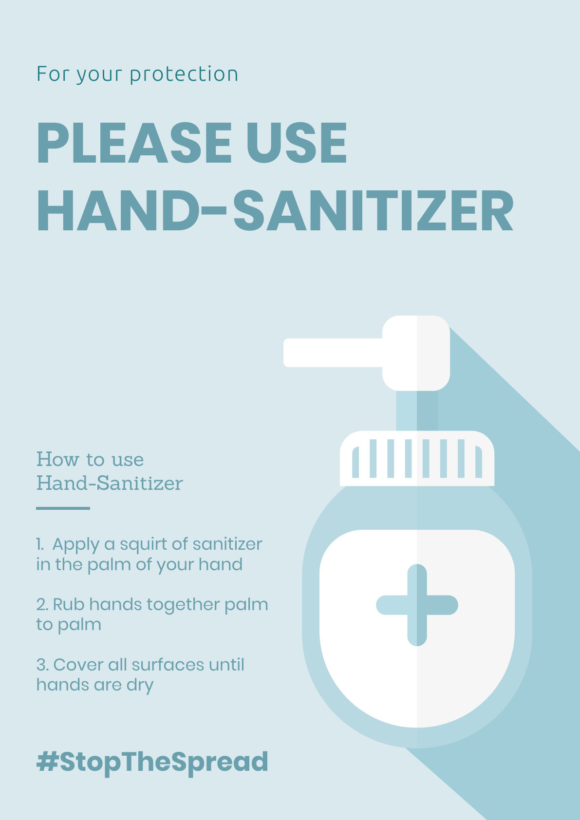 StopTheSpread Blue Hand Sanitizer – Poster Template  1191x1684 template