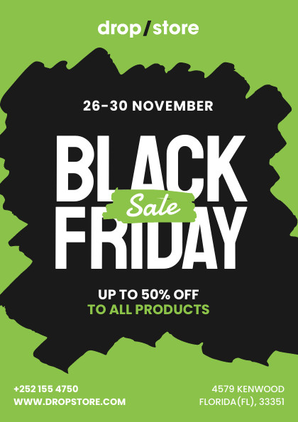 Green Drop Store Black Friday Sale Flyer 420x595 template