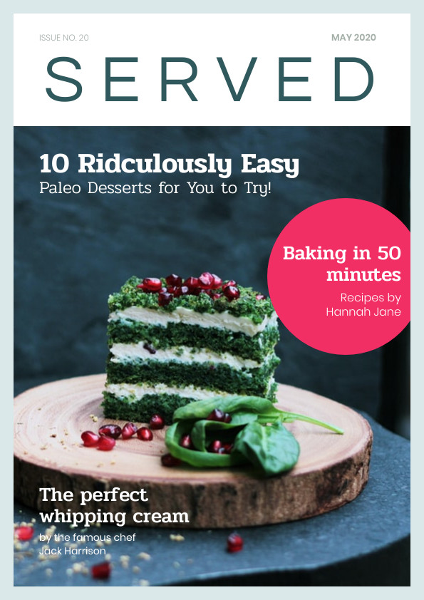 Served Paleo Green Cake –  Magazine Cover Template 595x842 template