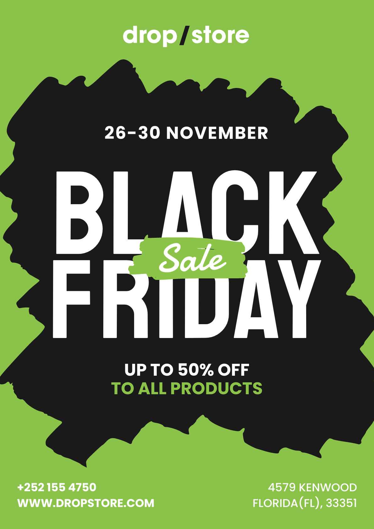 Green Drop Store Black Friday Sale Poster 1191x1684 template