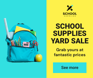 School Supplies Yard Sale 300x250 template