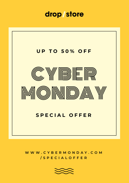 Yellow Retro Cyber Monday Flyer 420x595 template