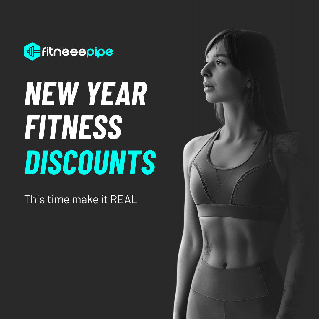 New Year Fitness Real Discounts 1080x1080 template