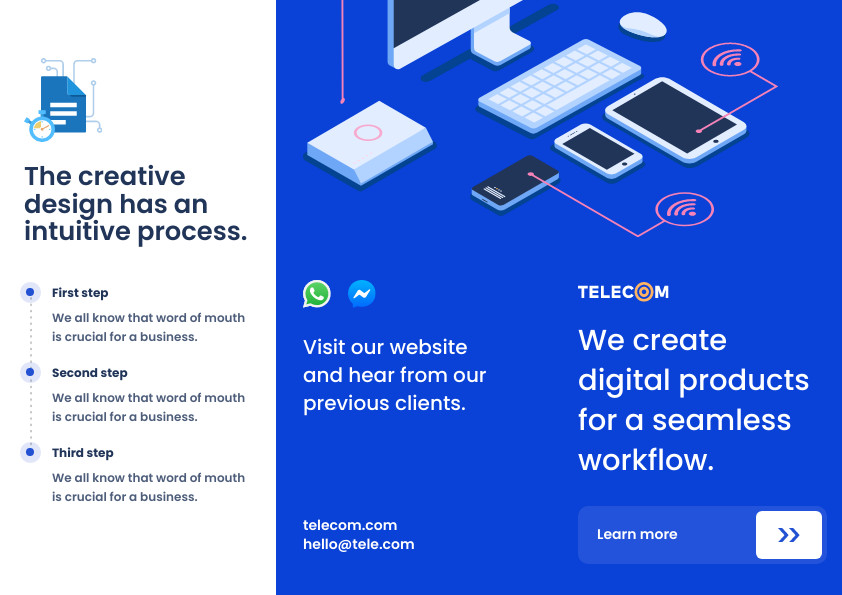 Telecom Digital Products and Communication Brochure 842x595 template