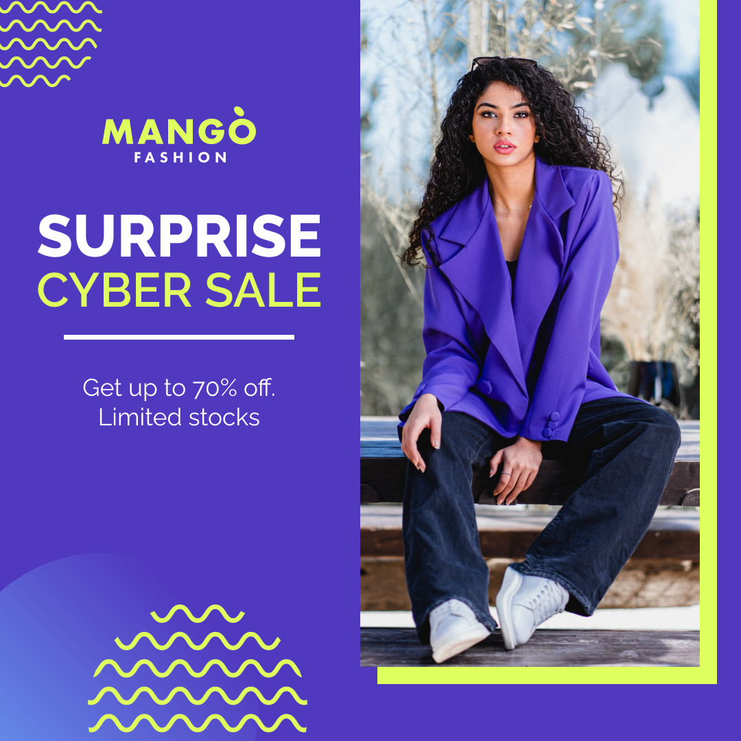 Surprise Cyber Monday Fashion Sale 1080x1080 template